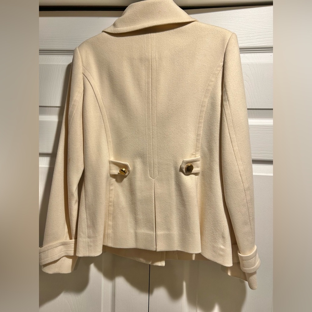 LILLY PULITZER Cream Winter White Wool Pea Coat Size 6 - Picture 3 of 5